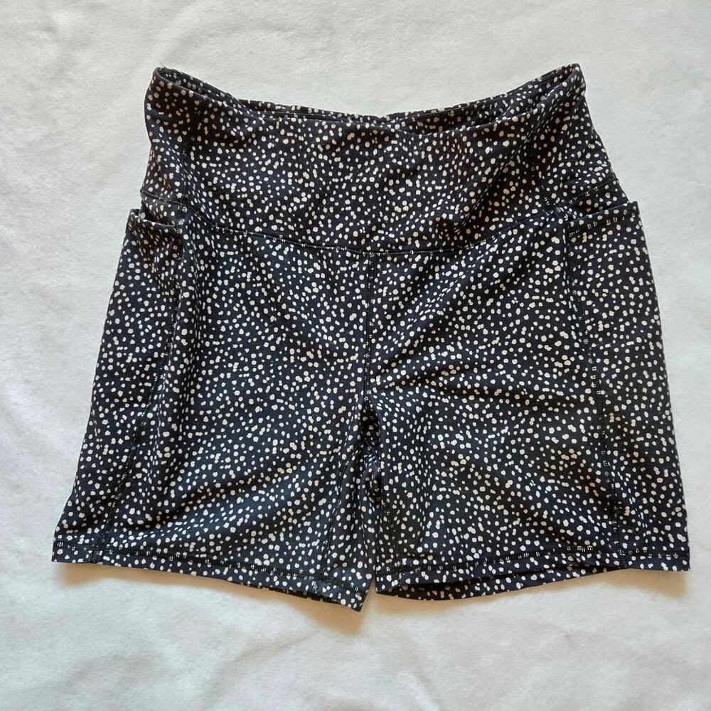 RBX Women’s 7" Bike Shorts Workout Black White outside pockets 2x plus size